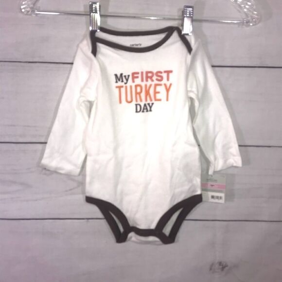 NEW! Carters "My First Turkey Day" Bodysuit-9 M - Picture 2 of 8
